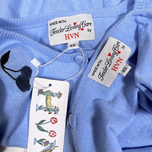 HVN Baby Blue Cherry 'Laura' Embroidered Cardigan & Tank Set - Picture 5 of 5